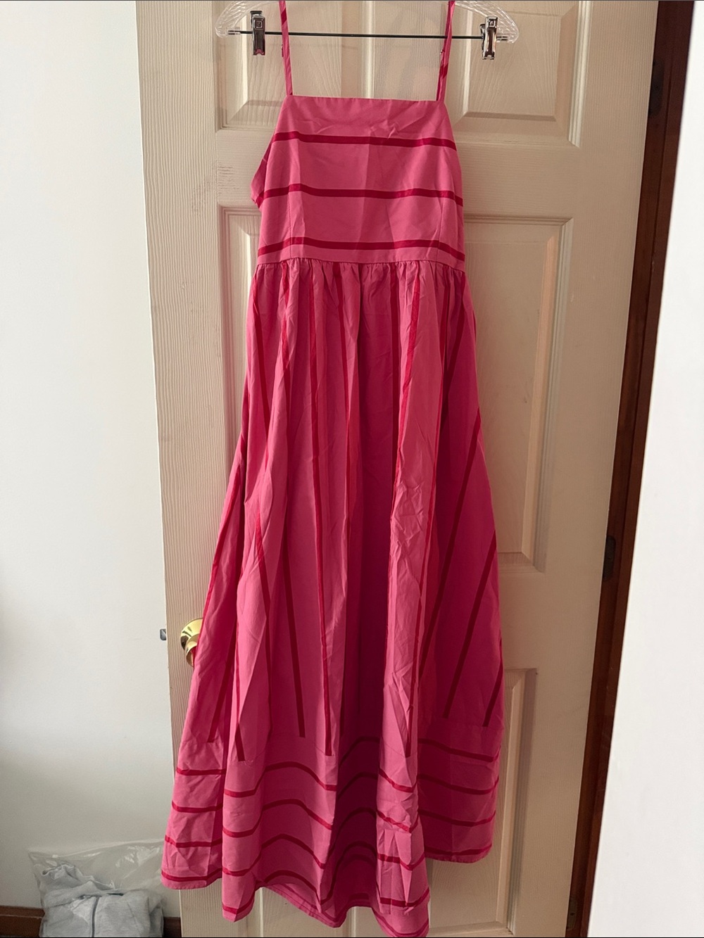Pink Striped A-Line Maxi dress